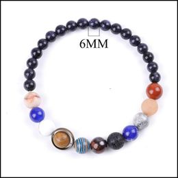 Beaded Solar System Galaxy Starry Lava Rock Natural Stone Beaded Strands Bracelets For Women Men Fashion Jewelry Will And Sandy Drop Dhxte