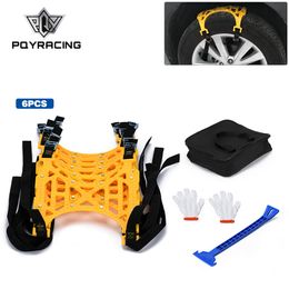 6PCS 165-265mm Car Snow Chains TPU Wheel Security Chains Adjustable Snow-Tire-Chains Belt Emergency Anti-Skid Anti-Slip PQY-STC04