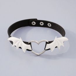 Halloween Bat Wings Choker Necklace For Women Girls Heart Chocker Leather Collar Goth Jewellery Cosplay Gothic Accessories