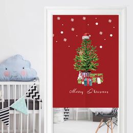 Curtain Christmas Short Curtains For Living Room Santa Clause Socks Snowflakes Printed Door Kitchen Bathroom Wall Home Decor