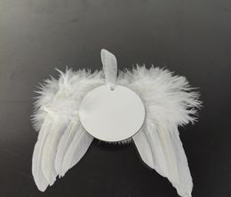 10pcs Bag Parts Sublimation DIY Blank MDF Christmas White Angel Wings Ornament Hanging Feather Decor