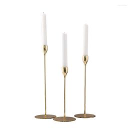 Candle Holders Stand Mold Holder Romantic Dinner Golden Metal Pillar Candlestick Porta Velas Modern Minimalist Candelabra Decor KK60ZT