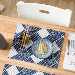 Table Mats Creative Cotton Linen Placemats Striped Plaid Mat Heat-insulated Non Slip Washable Pad Household 1pcs