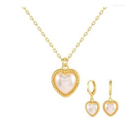 Hoop Earrings ROXI Elegant Pearls Heart And Necklace Jewelry Set For Women 2022 Trendy 3PCS Earring Wedding Banquet