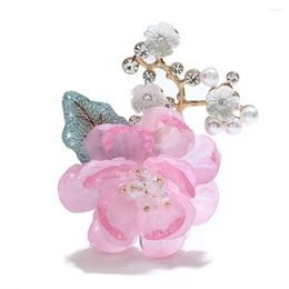 Brooches CINDY XIANG Handmade Acrylic Flower Brooch Winter Fashion Jewellery Pearl Wedding Pin Good Gift Coat Accessories