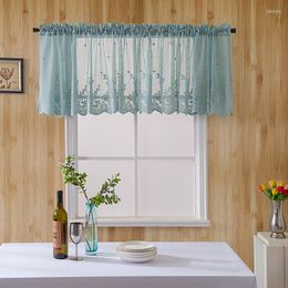 Curtain Kitchen Coffee Smal Fresh Finished Product Wear Rod Small Blue Lace Short Curtains