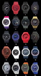 Iced Out Watch Sports Digital Men's Quartz Watch Detachable Assembly Oak Series LED Waterproof World Time full feature 20 Colour