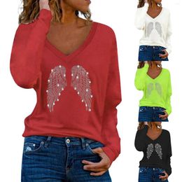 Women's T Shirts V Neck Tshirts For Women Christmas Fall Casual Tops Blouse Winter Tunic Top Long Sleeve Women's Silky