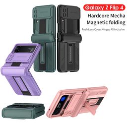 Magnetic Hinge Bracket Cases For Samsung Galaxy Z Flip 4 Case Armour Holder Lens Stand Protection Cover