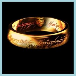 Band Rings Movie Jewellery The Lord Of Rings Europe United States Stainless Steel Gold Finger Band For Men Women 612 Mix Drop Delivery Dhnvu