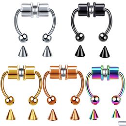 Nose Rings Studs Fake Nose Ring Stainless Steel Piercing Ear Pierced Hoop Septum Rings For Women Fashion Body Jewellery Gifts Drop De Dhear