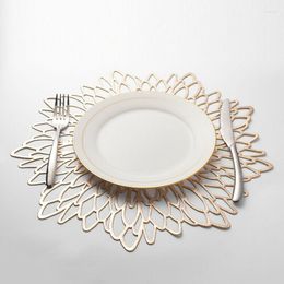 Table Mats Gold Silver PVC Placemat Dining Mat Washable Wedding Party Packs Flower Design Decorative Pad