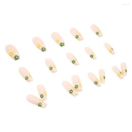 False Nails High Quality 24pcs Floral Nail Sweet Long Press On Elegant Fingernails Stickers Artificial Manicure Save Time