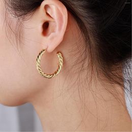 Hoop Earrings Stainless Steel Gold Color Earring For Women Round Circle Tiny Twisted Statement Vintage Jewelry Friend Gift