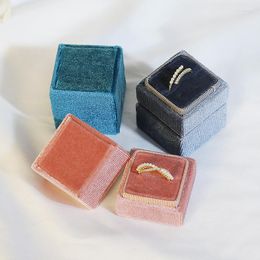 Jewellery Pouches 1 Pcs Square Shape Velvet Trinket Ring Box 4x4x4cm Red/navy Bule /pink Organiser Rings Wedding Gift