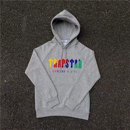 Hoodie Trapstar Full Tracksuit Rainbow Towel Embroidery Decoding Hooded Sportswear Men Women Sportswear Suit Zipper Trousers Size XL