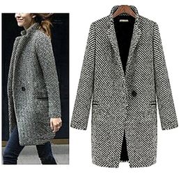 Women's Wool Blends Autumn Winter Women Solid Colour Slim Fits Cardigan Warm Thicken Woollen Midi Coat warm Woollen coat women long winter 221110