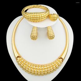 Necklace Earrings Set Jewelry For Women Gold Plated Round And Rings Bracelets African Wedding Holiday Gifts Nigeria Accessory