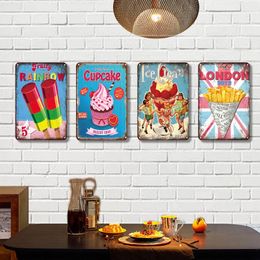 Chili Metal Painting Vintage Popcorn Hot Dog Metal Poster Signs Children's Playground Kitchen Decor Wall Sticker Plates 20cmx30cm Woo