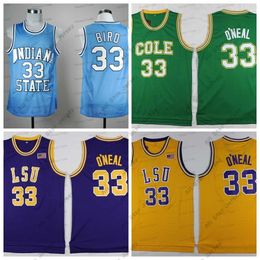 Basketball Jerseys Men NCAA Iowa State 33 Larry LSU Tigers 33 Shaq Bird Blue Purple College University Mens Basketball Jersey Yellow Stitched Uniforms Man