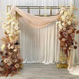 Party Decoration Luxury Shinny Golden Wedding Furniture Stage Arch Floral Frame Stands Backdrop
