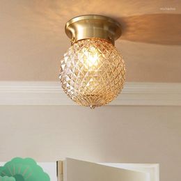 Ceiling Lights American Copper LED Modern Glass Plafonnier Bedroom Lighting Lamp Light Fixtures Lamparas De Techo