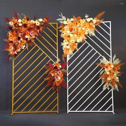 Party Decoration 6.56FT Tall Metal Wedding Flower Arch Backdrop Stand Iron Props Screen Decorations Lawn Stage Background