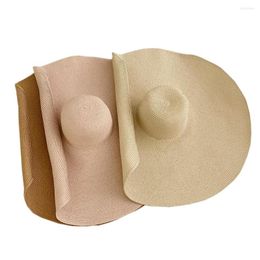 Wide Brim Hats 30CM And 25CM Oversized Summer Beach For Women Large Straw Hat UV Protection Foldable Sun Panama Wholesale