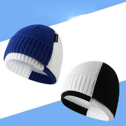 Bandanas Matching Blue Hat Children's Winter White Colour Knitting Wool Autumn And Warm Melon Skin Cold
