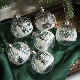 Party Decoration 6Pcs/box 6cm Transparent Painting Christmas Ball Year Xmas Tree Ornaments For Home 2023 Noel Navidad Gifts
