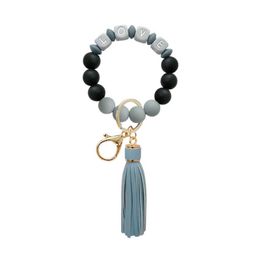 Key Rings Sile Love Beads Tassel Charm Bracelet Key Rings Wrap Wristband Cuff Keychain Bag Hangs Women Men Fashion Jewelry Will And Dhw3L