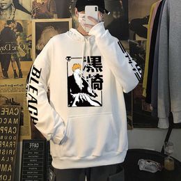 Men's Hoodies Sweatshirts Bleach Anime Hoodie Kurosaki Ichigo Printed Hoodie Sweatshirts Men and Women Casual Sport Pullover Tops Y2211