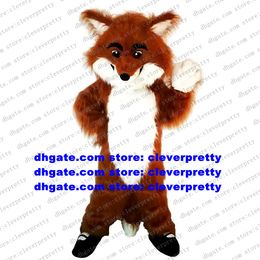 Brown Long Fur Jackal Dhole Fox Mascot Costume Adult Cartoon Character Client THANK YOU Party Trade Exhibition zx651