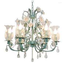 Chandeliers Arte Home Bedroom Glass Chandelier Iron Plant Lamp Children Kid Light Flower Boy Girl Room Hanging Wedding Lighting