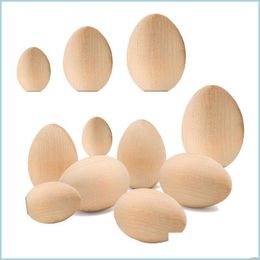 Other Festive Party Supplies Wooden Egg Easter Simation Diy Hand Painted Garten Painting Tools Children Gifts S M L Drop Delivery Dhyov