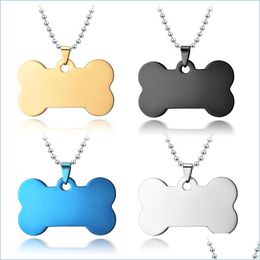 Pendant Necklaces Customised Jewellery Stainless Steel Dog Tag Pendant Chain Blank Pet Id Tags For Cats Engraving Glossy Metal Pendant Dhexn