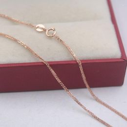 Chains Pure 18k Rose Gold Chain Unisex Luck Wheat Foxtail Link Necklace 18inch 1mmW 1.64g