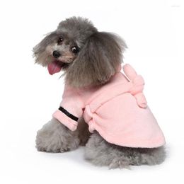 Dog Collars Clothes Pet Hooded Bathrobe Lace-up Bath Drying Towel Dogs Cats Nightgown Pyjamas Accessories