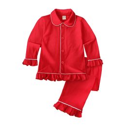 Christmas New style Children's Pajamas Spring and Autumn Boys' and Girls' Cotton Long sleeved Kids' cardigan outfits