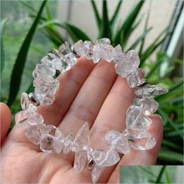 Charm Bracelets Charm Bracelets Handmade Stretch Clear Quartz Crystal Chip Bracelet Irregar Nets Mineral Natural Healing Jewellery Wom Dhvhs