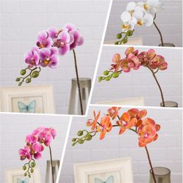 Decorative Flowers 7p Artificial Latex Butterfly Orchid 7 Heads Real Touch Mini Good Phalaenopsis 25" For Wedding Fl