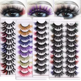 Wholesale 8D Faux Mink False Eyelashes 10 Pairs European and USA Fashion Colourful Fluffy Curl Eye Lash Natural Look