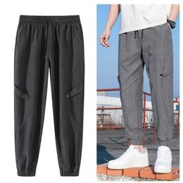 Men's Pants Bottoms Mid Waist Lace-up Sports Trousers Breathable Relaxed Fit Men Clothes