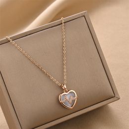 Luxury Design White Opal Heart Pendant Necklace Stainless Steel Chain Necklace for Women