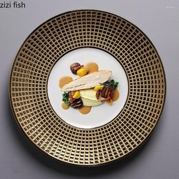 Plates Ceramic Dinner Plate Pastry Bread Dessert Tray Round Tableware Pasta Steak Dish Home Sashimi Sushi Seafood Vegetable