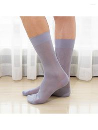 Men's Socks 12 Pairs Supply Middle Elderly Men Long Stockings Solid Color Size Nylon Thin Silk Flat Straight Tube Business Comfortable