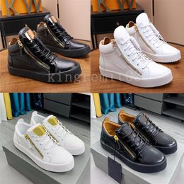 Designer de zíper masculino Kriss Sneakers Casual Shoes Custen Shoe Platform Trainers Claskin Black Veet High-top Low com Box 62312