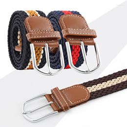 Belts Buckle Belt Women's Casual Pin Braided Elasticity Waist Canvas Weaving Metal Woven Stretch SE12