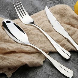 Dinnerware Sets Silver Royal Modern Fashion Cutlery Set Portable Travel Thicken Tableware Elegant Life Geschirr Home Decoration Ec50cj