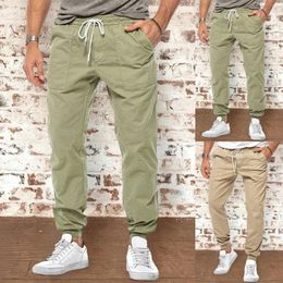 Men's Pants Men's Cargo Men All Season Fit Pant Casual Solid Colour Pocket Trouser Fashion Overalls Beach Pockets